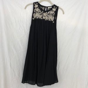 Black embroidered sleeveless dress
